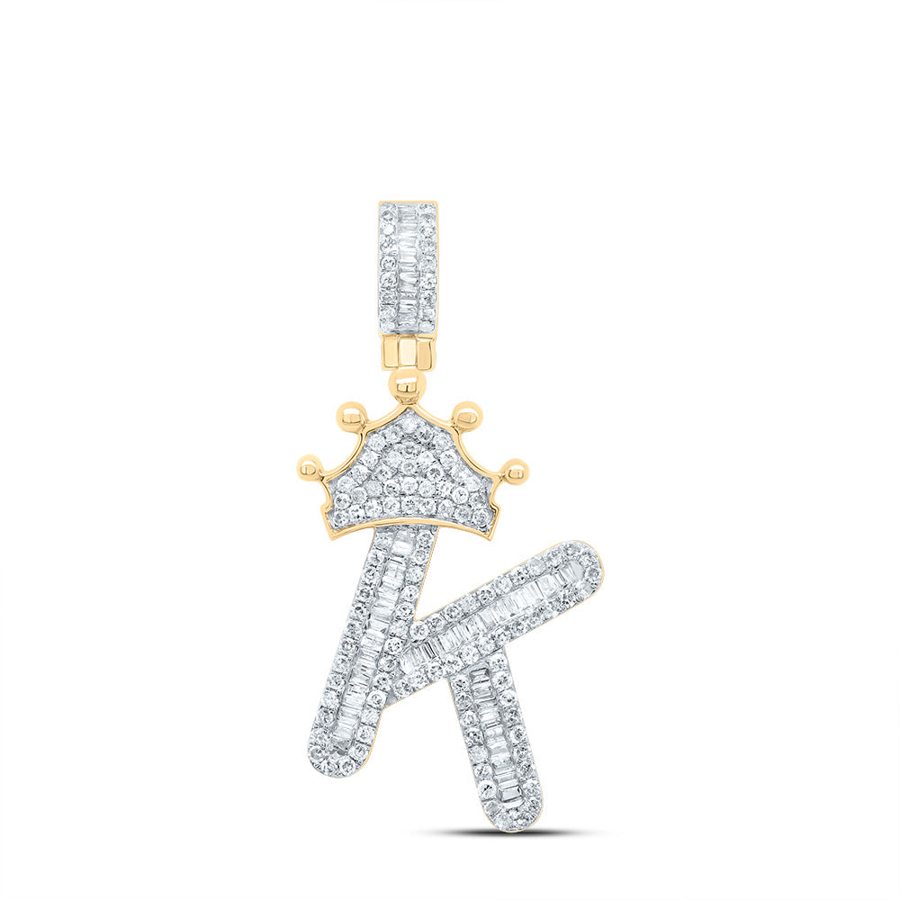 5/8CT-DIA P1P2 CROWN INITIAL "K" MENS PENDANT