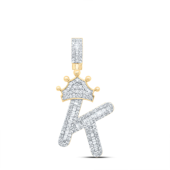 5/8CT-DIA P1P2 CROWN INITIAL "K" MENS PENDANT