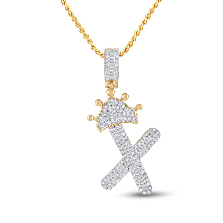 5/8CT-DIA P1P2 CROWN INITIAL "X" MENS PENDANT