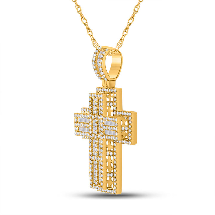 3 1/4CT-DIA CN MICRO-PAVE CROSS MENS CHARM