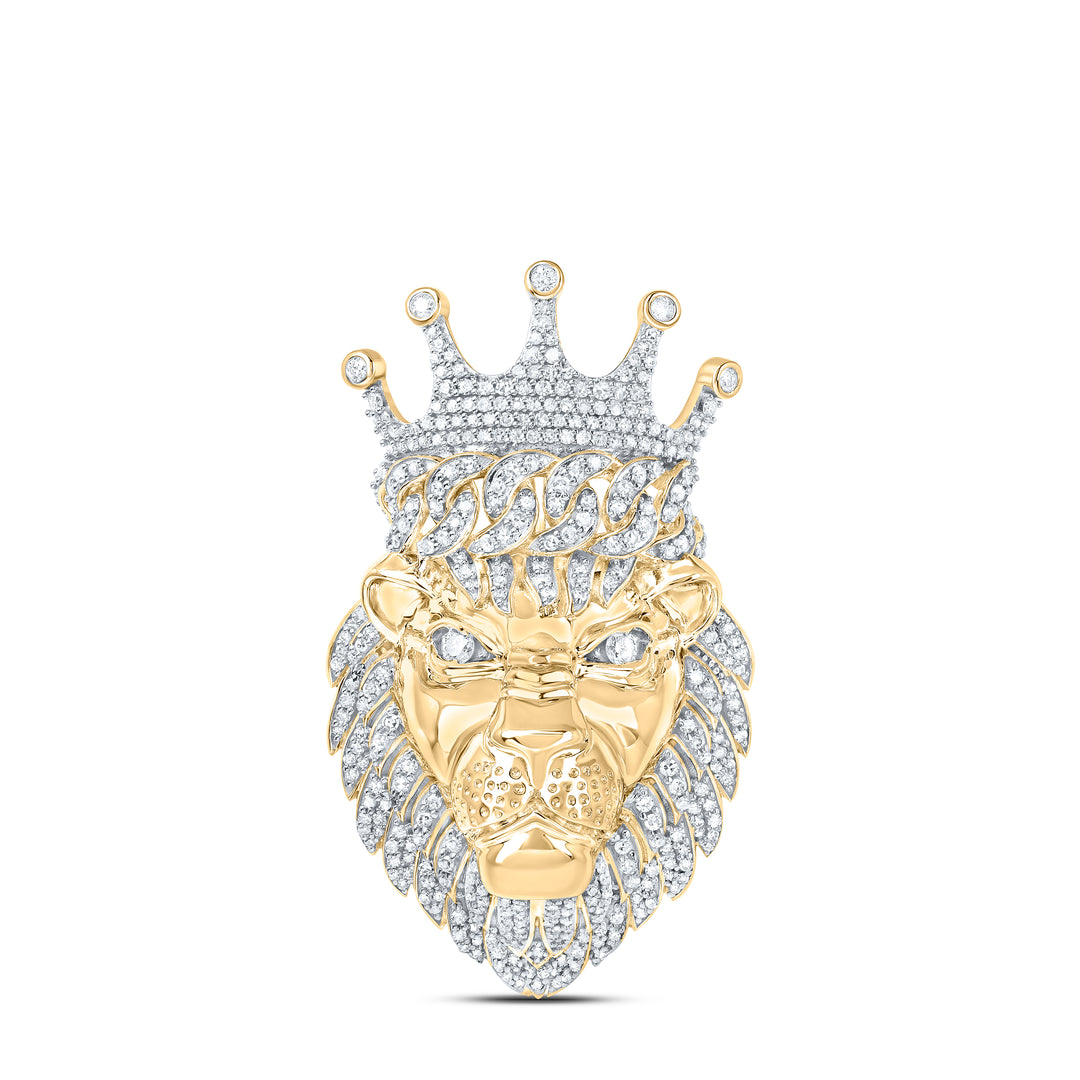 1 3/4CT-DIA NK LION FACE MENS CHARM
