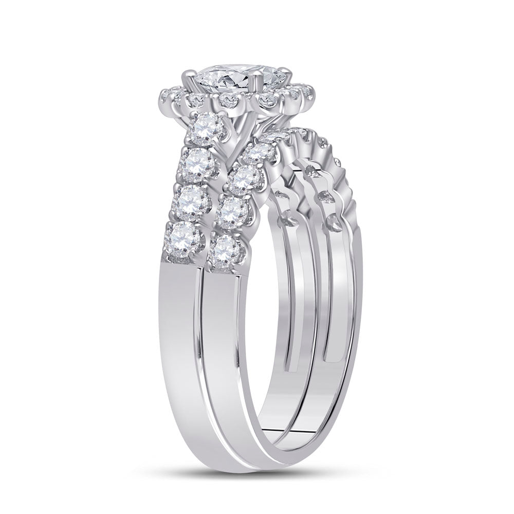 2 CTW-DIA ANA M 3/4CT-CPE BRIDAL SETS SINGLE HALO