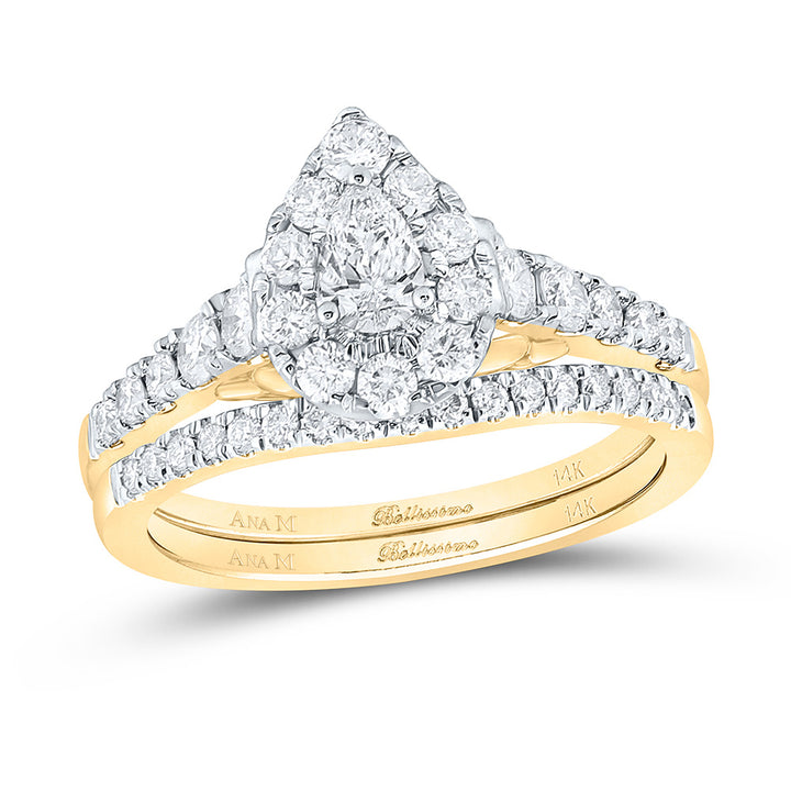 1CTW-DIA ANA M 1/5CT-CPEAR BELLISSIMO BRIDAL SET