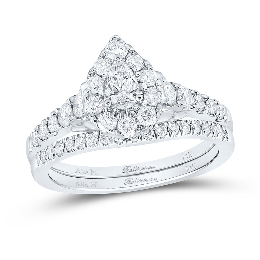 1CTW-DIA ANA M 1/5CT-CPEAR BELLISSIMO BRIDAL SET