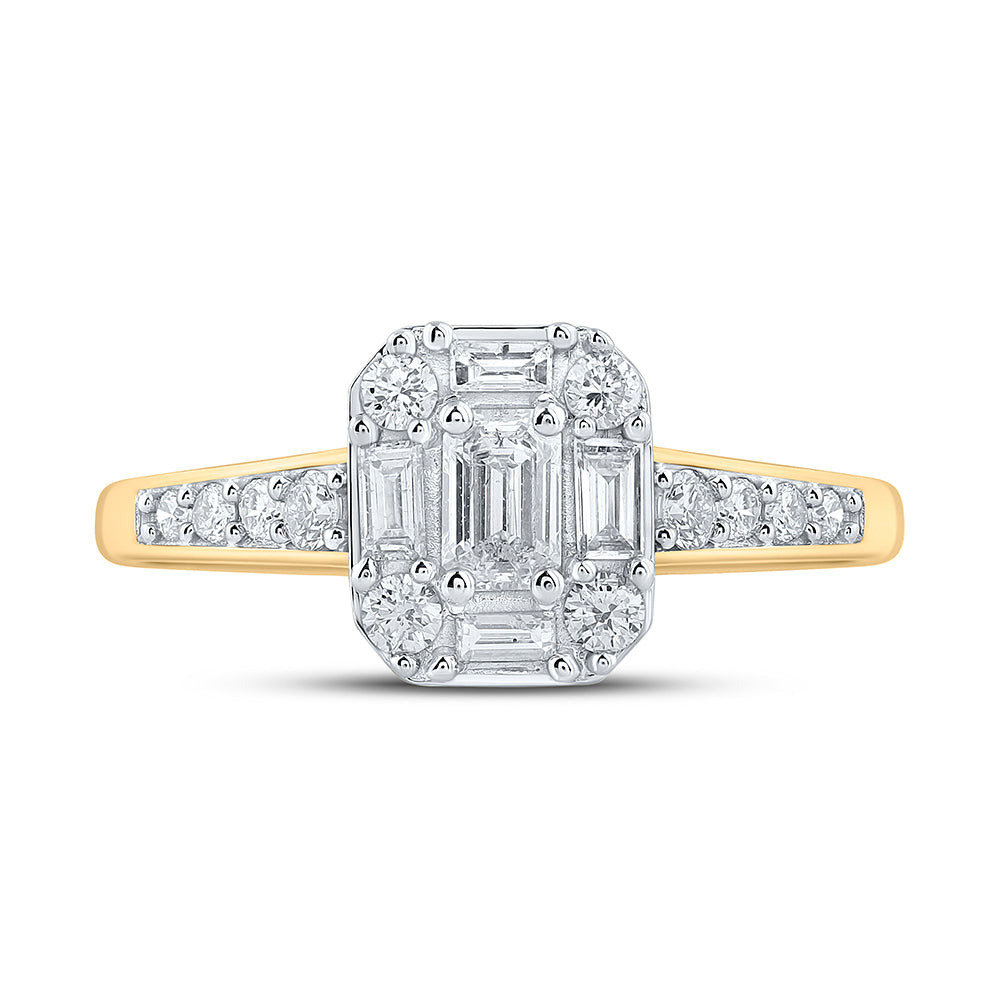 3/4CTW-DIA ANA M 1/4CT-CEME SINGLE HALO ENGAGEMENT RING