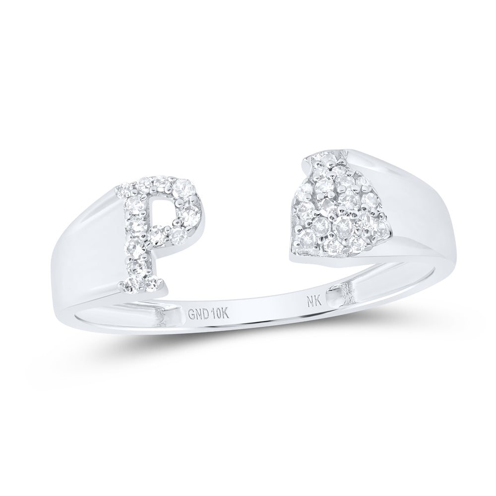 1/8CTW-DIA NK GIFT INITIAL "P" LADIES RING