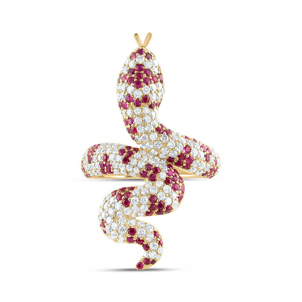 1 1/3CTW-DIA ANA M 1CTW RD-RUBY NAT GEM SNAKE RING
