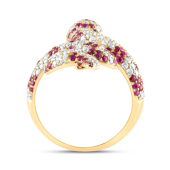 1 1/3CTW-DIA ANA M 1CTW RD-RUBY NAT GEM SNAKE RING