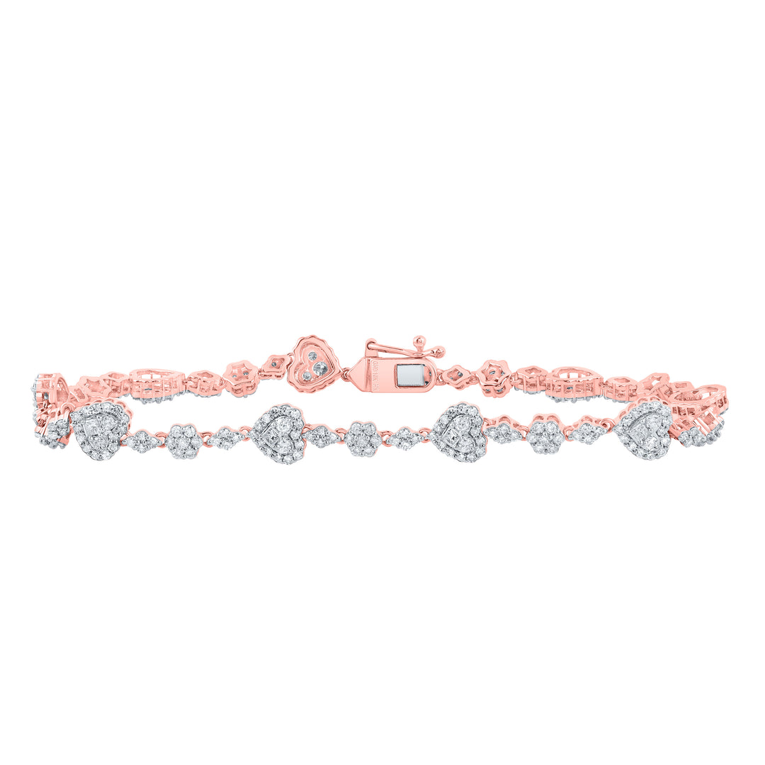 1 3/4CTW-DIA NK FASHION HEART BRACELET ( 7 INCH )