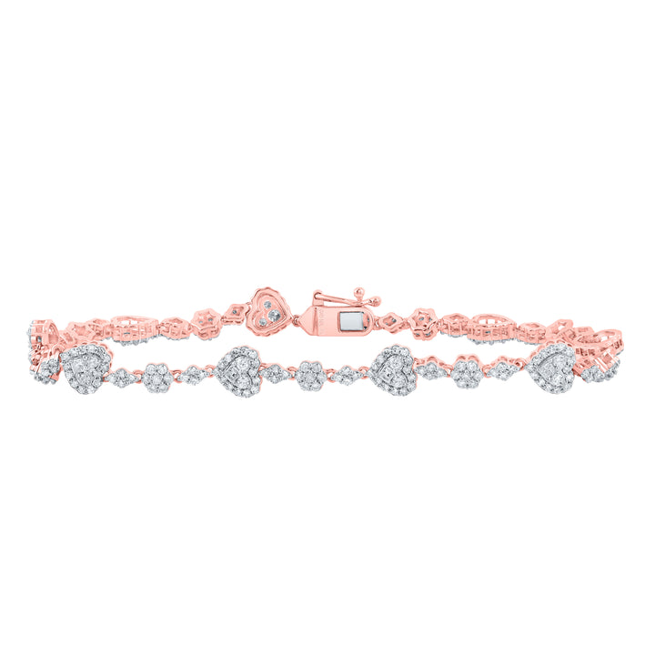 1 3/4CTW-DIA NK FASHION HEART BRACELET ( 7 INCH )