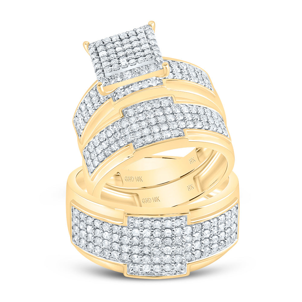 1 1/2CTW-DIA NK SQUARE TRIO SET