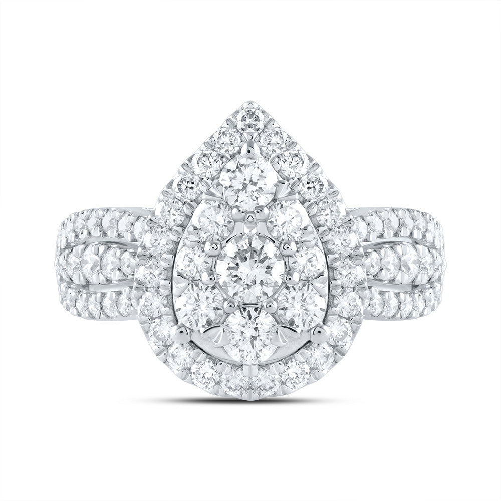 1 1/2CTW-DIA ANA M 1/5CT-CRD PEAR SINGLE HALO BRIDAL RING