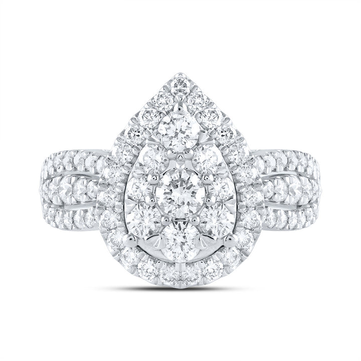 1 1/2CTW-DIA ANA M 1/5CT-CRD PEAR SINGLE HALO BRIDAL RING