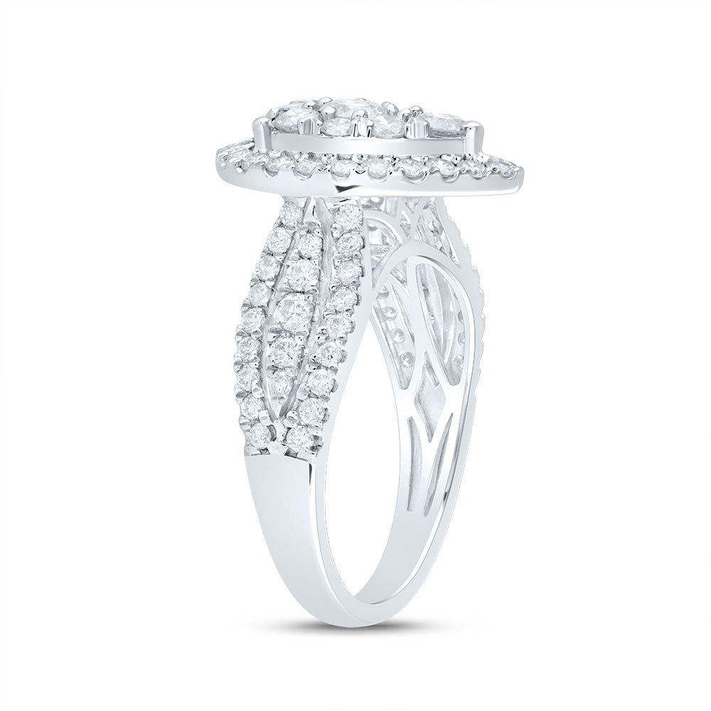 1 1/2CTW-DIA ANA M 1/5CT-CRD PEAR SINGLE HALO BRIDAL RING