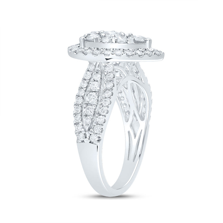 1 1/2CTW-DIA ANA M 1/5CT-CRD PEAR SINGLE HALO BRIDAL RING