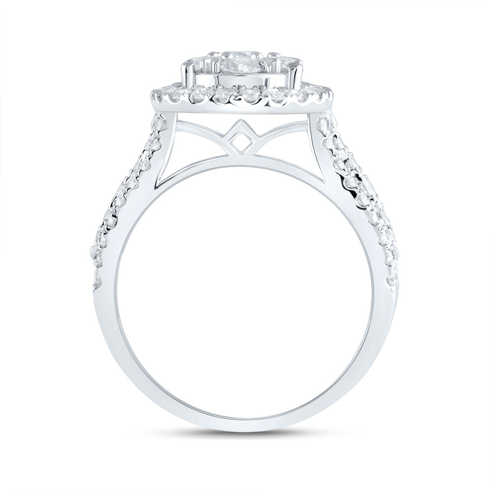 1 1/2CTW-DIA ANA M 1/5CT-CRD PEAR SINGLE HALO BRIDAL RING