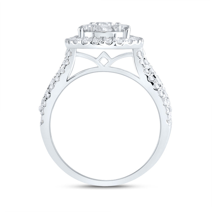 1 1/2CTW-DIA ANA M 1/5CT-CRD PEAR SINGLE HALO BRIDAL RING