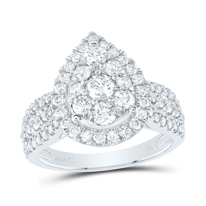 1 1/2CTW-DIA ANA M 1/5CT-CRD PEAR SINGLE HALO BRIDAL RING