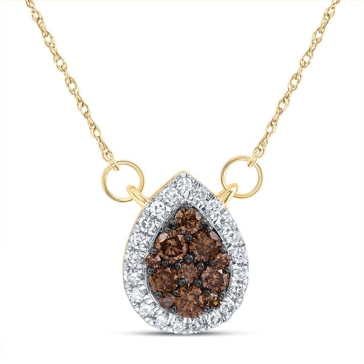 1/3CTW-DIA CN COGNAC NATURAL PEAR NECKLACE (18INCH)