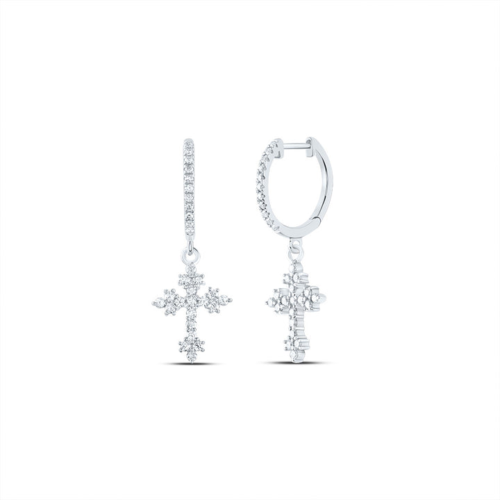 3/8CTW-DIA ANA M FASHION CROSS DANGLING EARRING