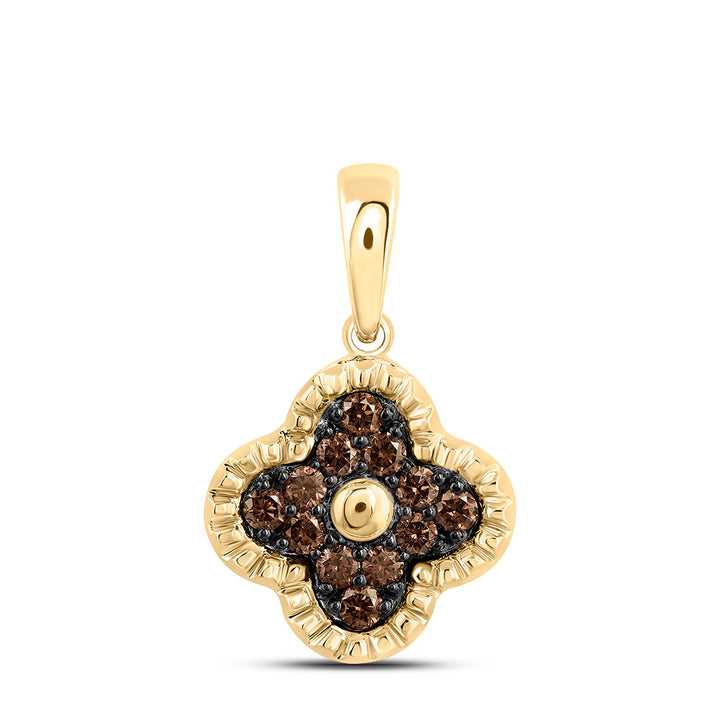 1/5CTW-DIA COGNAC NATURAL GIFT CLOVER PENDANT