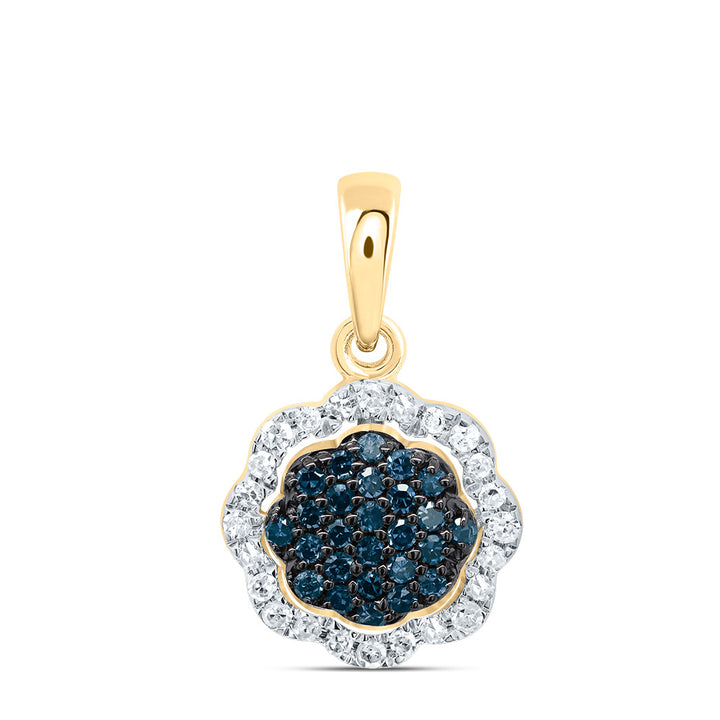 1/5CTW-DIA P1 GIFT BLUE DIAMOND FLOWER  PENDANT