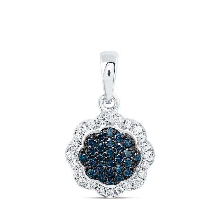 1/5CTW-DIA P1 GIFT BLUE DIAMOND FLOWER  PENDANT