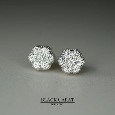 Men's Clover 925 Real Silver Earrings - Black Carat
