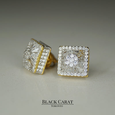 Men's Mantel 925 Real Silver Earrings w/ 18K Gold Plating - Black Carat