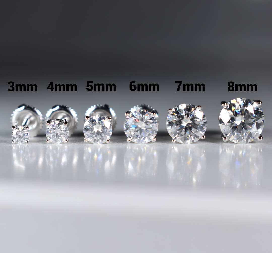 Moissanite VVS1 Sterling Silver Round Cut Stud Earrings | GRA Certified | Passes Diamond Tester