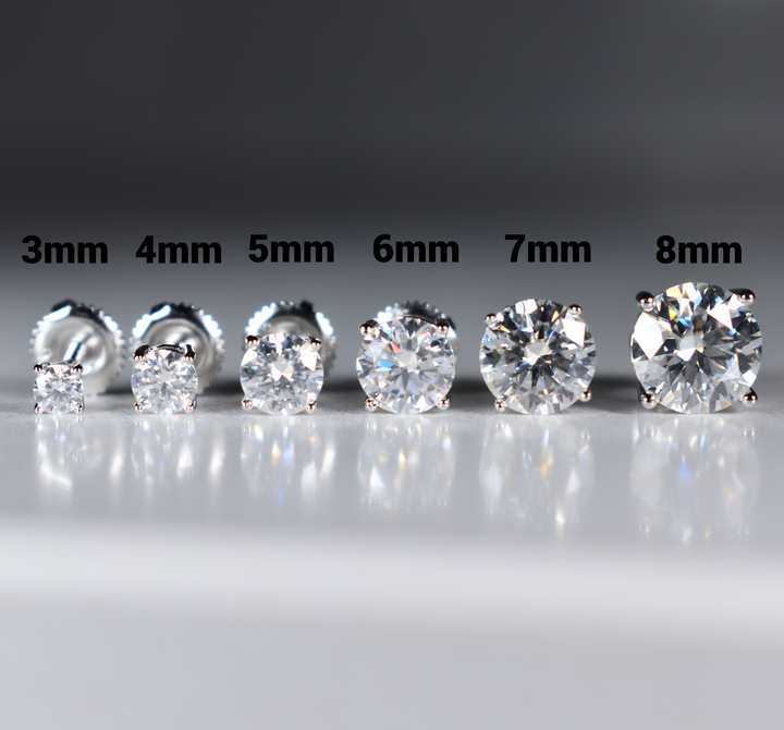Moissanite VVS1 Sterling Silver Round Cut Stud Earrings | GRA Certified | Passes Diamond Tester