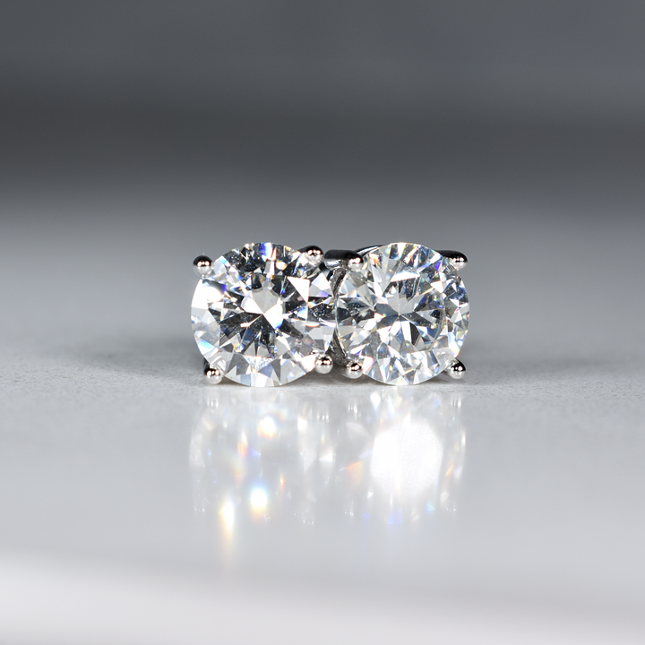 Moissanite VVS1 Sterling Silver Round Cut Stud Earrings | GRA Certified | Passes Diamond Tester