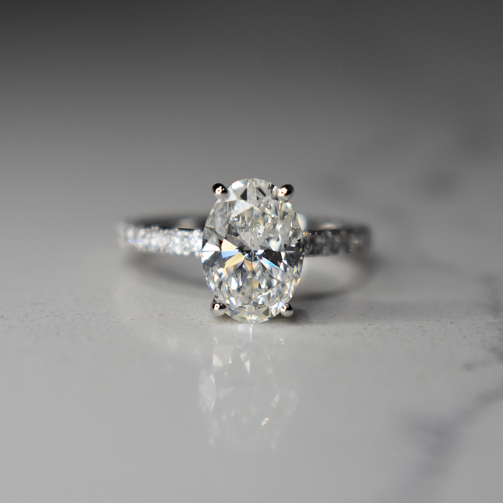 2 Carat Oval Lab Diamond Engagement Ring | Pave Setting | Solid 14K/18K Gold | E/F VVS2 | Oval Brilliant | Excellent Cut | IGI Certified
