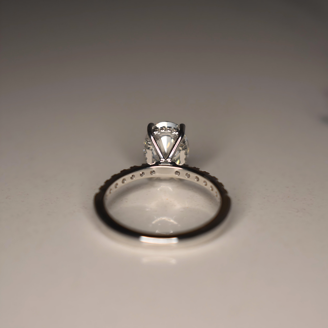 2 Carat Oval Lab Diamond Engagement Ring | Pave Setting | Solid 14K/18K Gold | E/F VVS2 | Oval Brilliant | Excellent Cut | IGI Certified