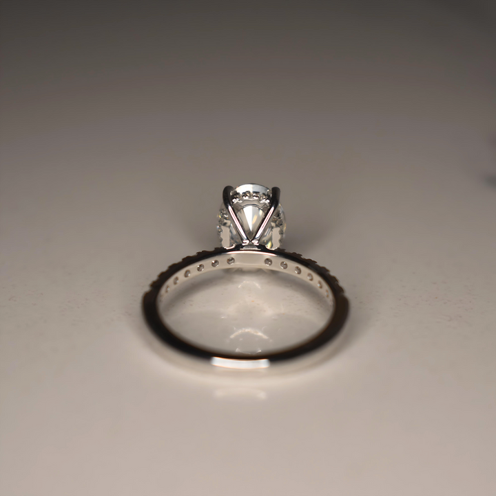 2 Carat Oval Lab Diamond Engagement Ring | Pave Setting | Solid 14K/18K Gold | E/F VVS2 | Oval Brilliant | Excellent Cut | IGI Certified
