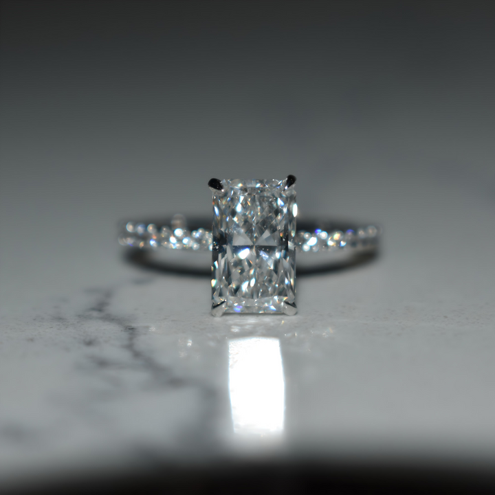 2 Carat Radiant Lab Diamond Engagement Ring | Pave | Solid 14K/18K Gold | E/F VVS2 | Radiant Brilliant | Excellent Cut | IGI Certified