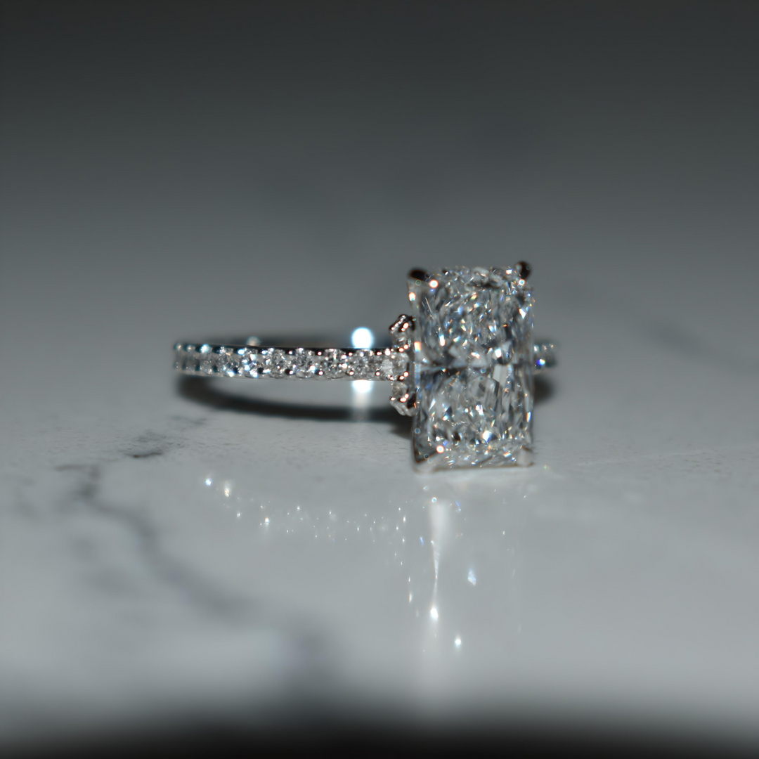 2 Carat Radiant Lab Diamond Engagement Ring | Pave | Solid 14K/18K Gold | E/F VVS2 | Radiant Brilliant | Excellent Cut | IGI Certified