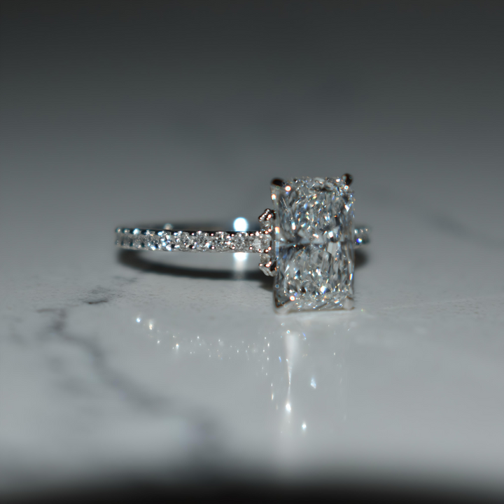 2 Carat Radiant Lab Diamond Engagement Ring | Pave | Solid 14K/18K Gold | E/F VVS2 | Radiant Brilliant | Excellent Cut | IGI Certified