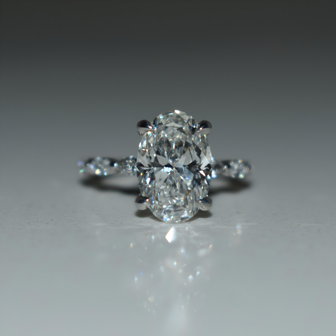 2 Carat Oval Lab Diamond Engagement Ring | Bubble Band | Solid 14K/18K Gold | E/F VVS2 | Oval Brilliant | Excellent Cut | IGI Certified