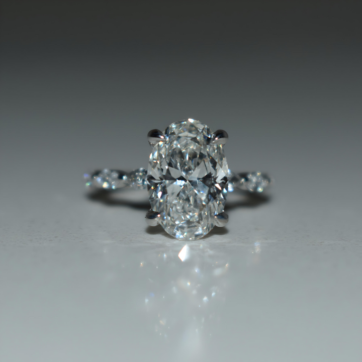 2 Carat Oval Lab Diamond Engagement Ring | Bubble Band | Solid 14K/18K Gold | E/F VVS2 | Oval Brilliant | Excellent Cut | IGI Certified