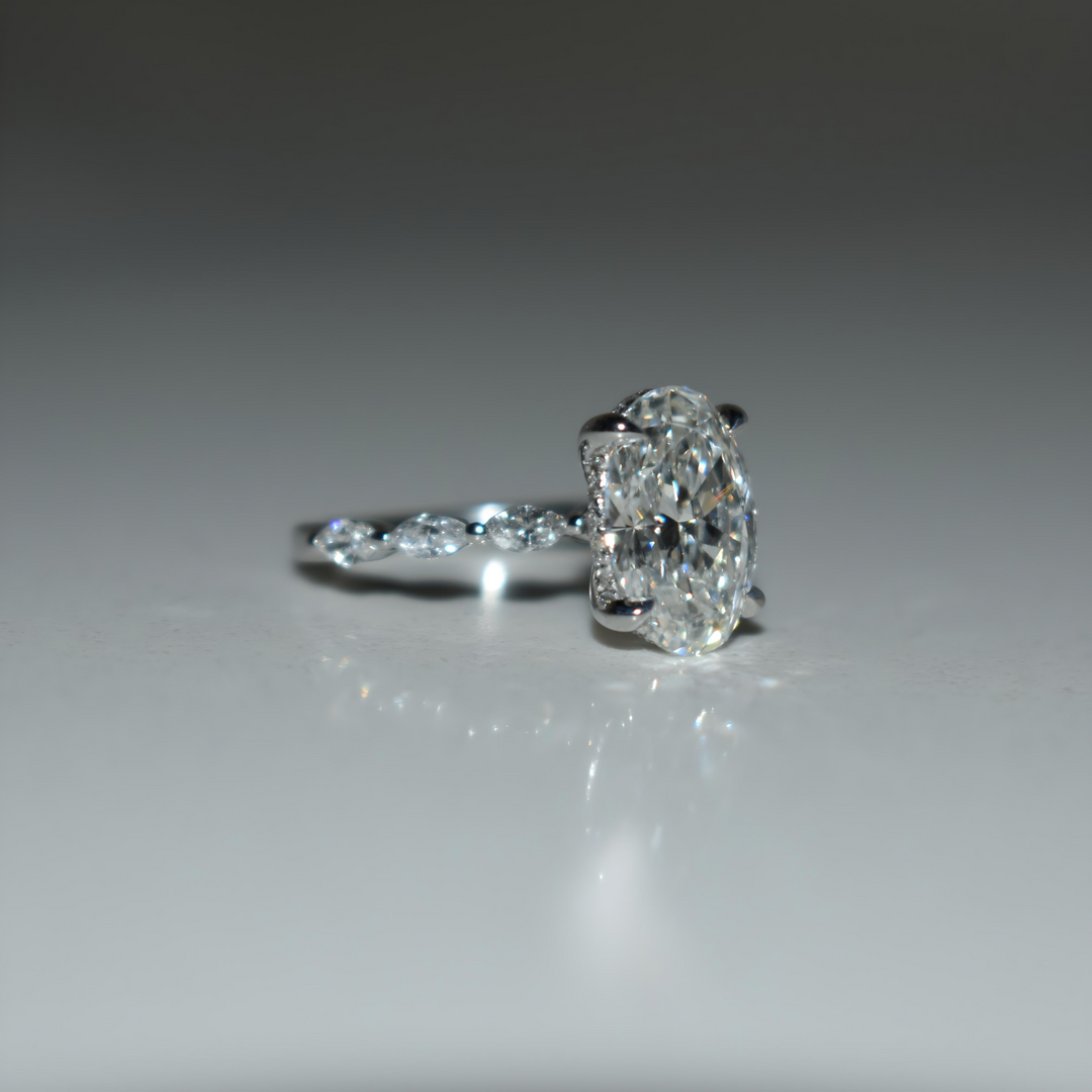 2 Carat Oval Lab Diamond Engagement Ring | Bubble Band | Solid 14K/18K Gold | E/F VVS2 | Oval Brilliant | Excellent Cut | IGI Certified