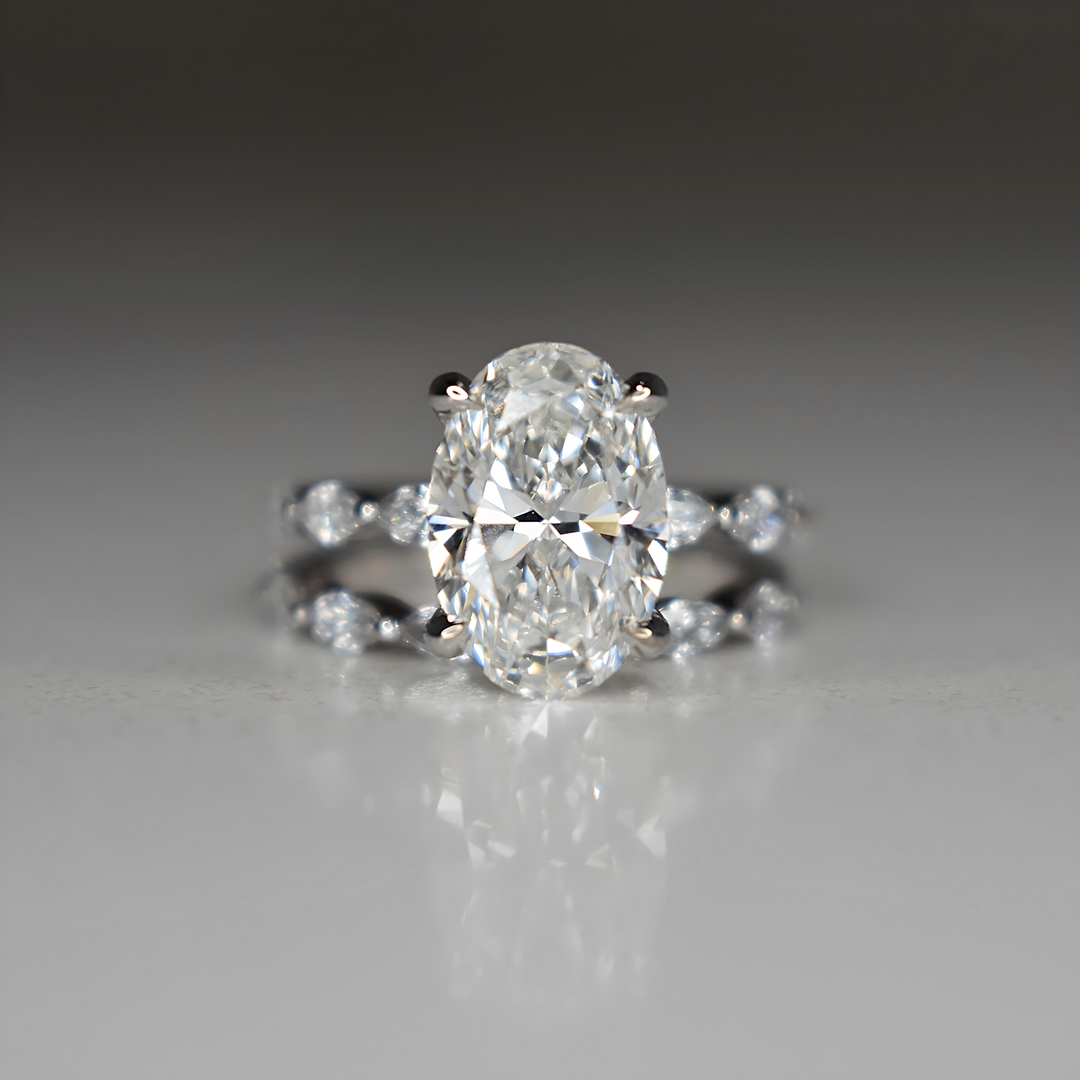 2 Carat Oval Lab Diamond Engagement Ring | Bubble Band | Solid 14K/18K Gold | E/F VVS2 | Oval Brilliant | Excellent Cut | IGI Certified