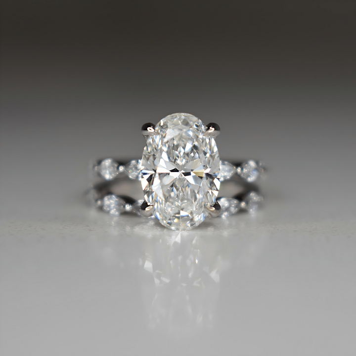 2 Carat Oval Lab Diamond Engagement Ring | Bubble Band | Solid 14K/18K Gold | E/F VVS2 | Oval Brilliant | Excellent Cut | IGI Certified