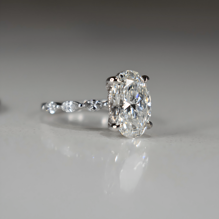 2 Carat Oval Lab Diamond Engagement Ring | Bubble Band | Solid 14K/18K Gold | E/F VVS2 | Oval Brilliant | Excellent Cut | IGI Certified