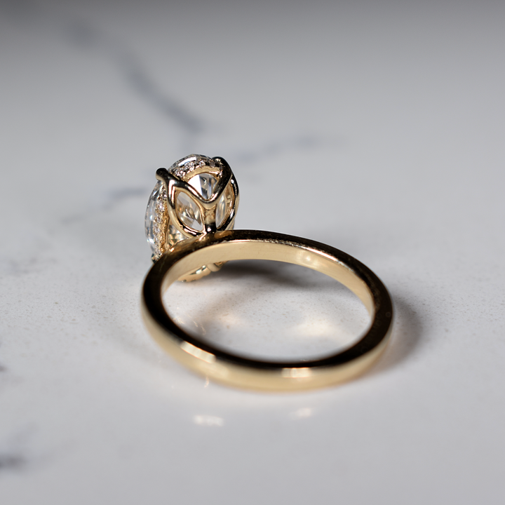 3 Carat Oval Lab Diamond Engagement Ring | Solitaire with Tulip Prongs | Solid 14K/18K Gold | E/F VVS2 | Oval Brilliant | Excellent Cut | IGI Certified