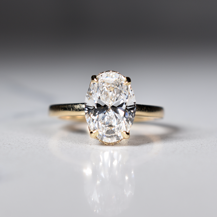 3 Carat Oval Lab Diamond Engagement Ring | Solitaire with Tulip Prongs | Solid 14K/18K Gold | E/F VVS2 | Oval Brilliant | Excellent Cut | IGI Certified