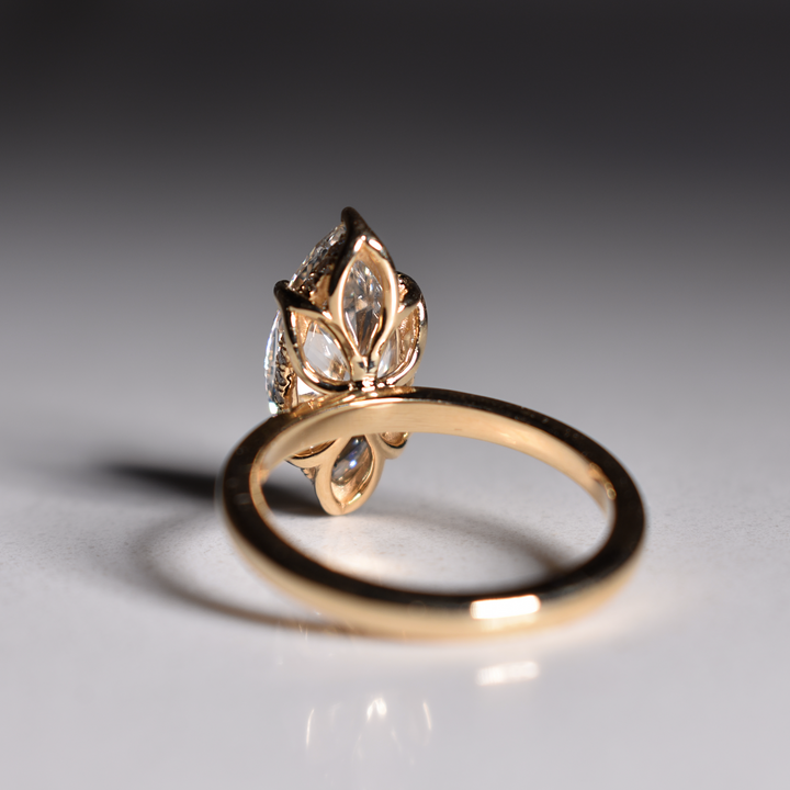 3 Carat Marquise Lab Diamond Engagement Ring | Tulip Prongs | Solid 14K/18K Gold | E/F VVS2 | Marquise Brilliant | Excellent Cut | IGI Certified