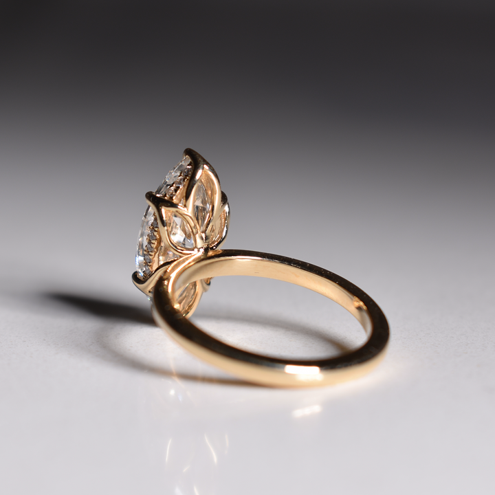 3 Carat Marquise Lab Diamond Engagement Ring | Tulip Prongs | Solid 14K/18K Gold | E/F VVS2 | Marquise Brilliant | Excellent Cut | IGI Certified
