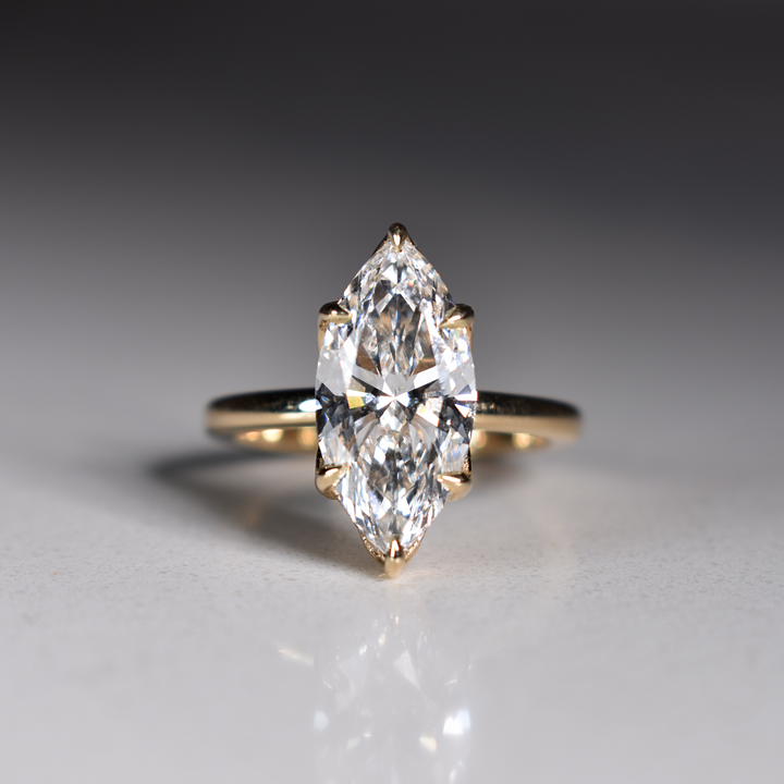 3 Carat Marquise Lab Diamond Engagement Ring | Tulip Prongs | Solid 14K/18K Gold | E/F VVS2 | Marquise Brilliant | Excellent Cut | IGI Certified