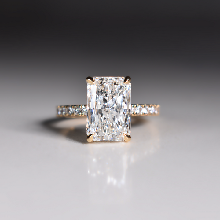 3 Carat Radiant Lab Diamond Engagement Ring | Pave | Solid 14K/18K Gold | E/F VVS2 | Radiant Brilliant | Excellent Cut | IGI Certified